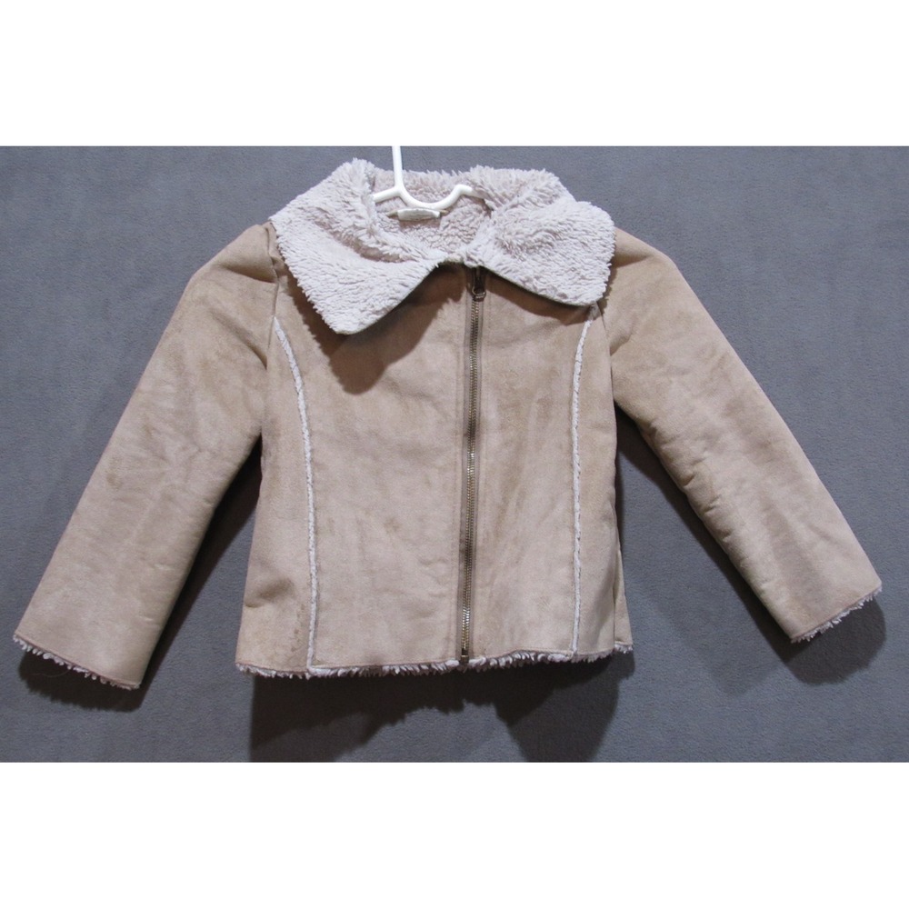 Girls Shearling Sherpa Jacket Size Small 5 6 Moto Faux Fur Warm Preppy READ